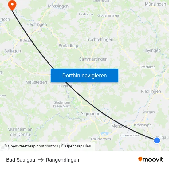 Bad Saulgau to Rangendingen map
