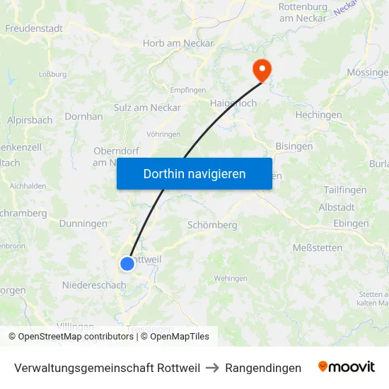 Verwaltungsgemeinschaft Rottweil to Rangendingen map