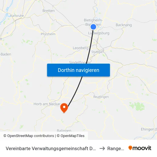 Vereinbarte Verwaltungsgemeinschaft Der Stadt Bietigheim-Bissingen to Rangendingen map