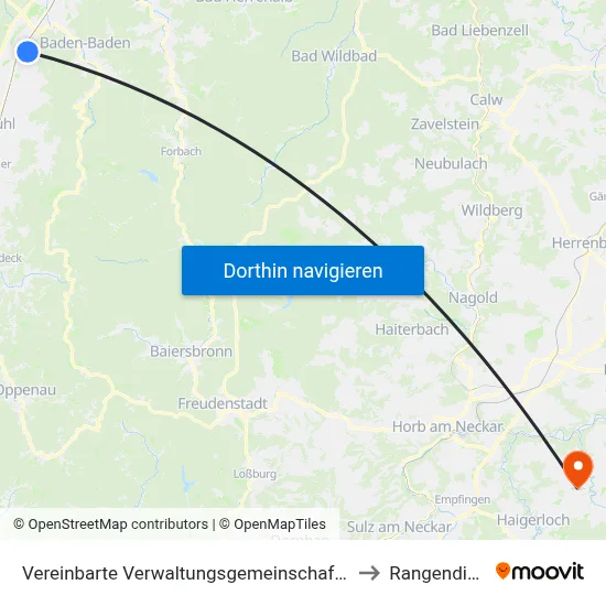 Vereinbarte Verwaltungsgemeinschaft Sinzheim to Rangendingen map