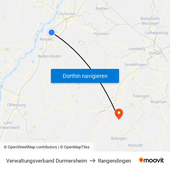 Verwaltungsverband Durmersheim to Rangendingen map