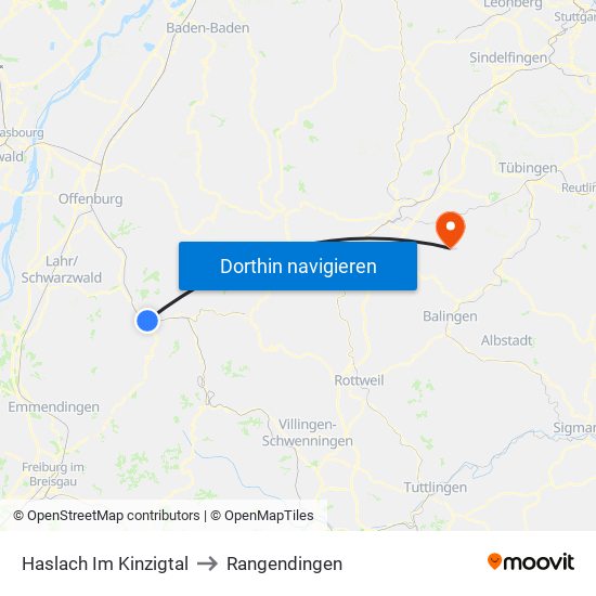 Haslach Im Kinzigtal to Rangendingen map