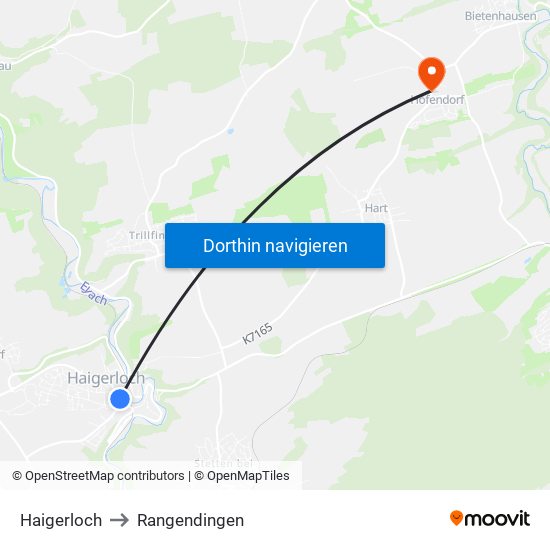 Haigerloch to Rangendingen map