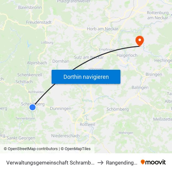 Verwaltungsgemeinschaft Schramberg to Rangendingen map