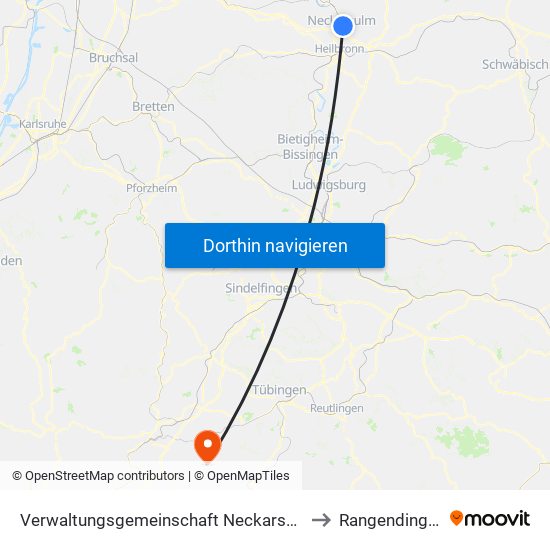 Verwaltungsgemeinschaft Neckarsulm to Rangendingen map