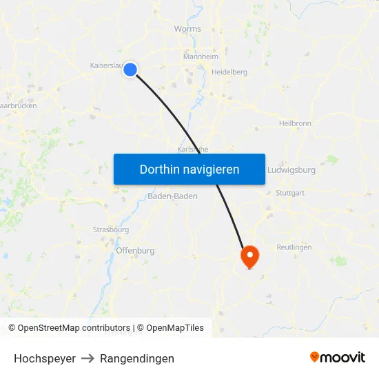 Hochspeyer to Rangendingen map