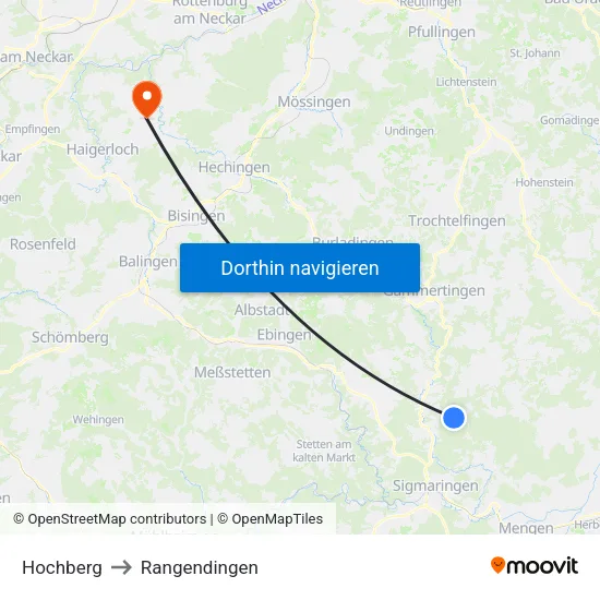 Hochberg to Rangendingen map