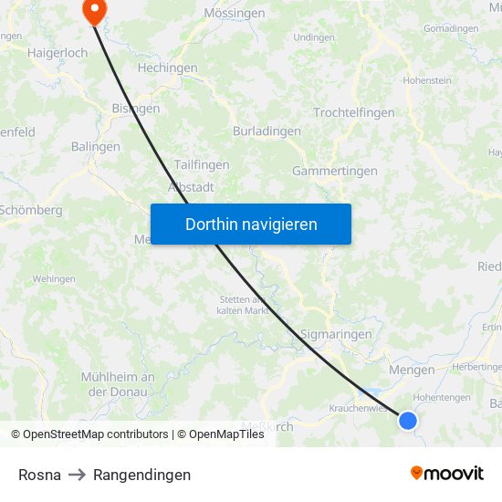 Rosna to Rangendingen map