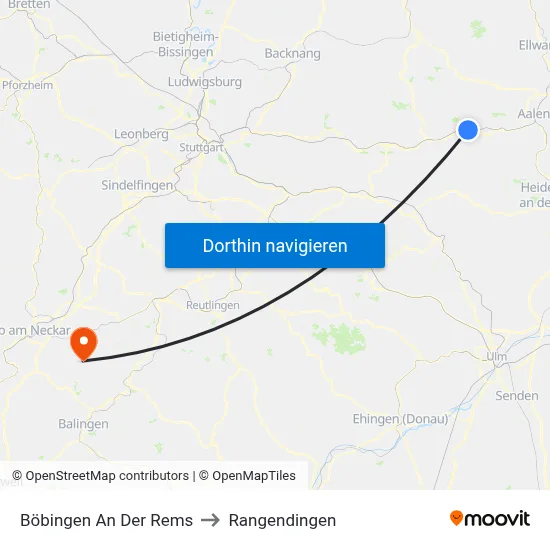 Böbingen An Der Rems to Rangendingen map