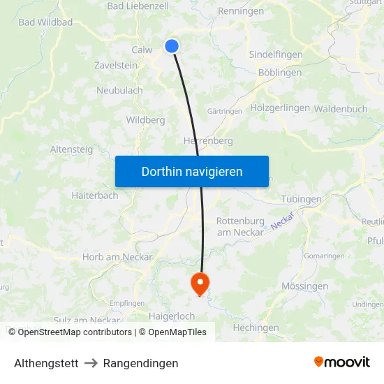 Althengstett to Rangendingen map