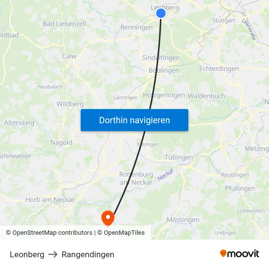 Leonberg to Rangendingen map