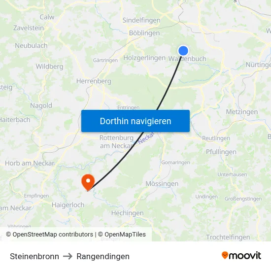 Steinenbronn to Rangendingen map