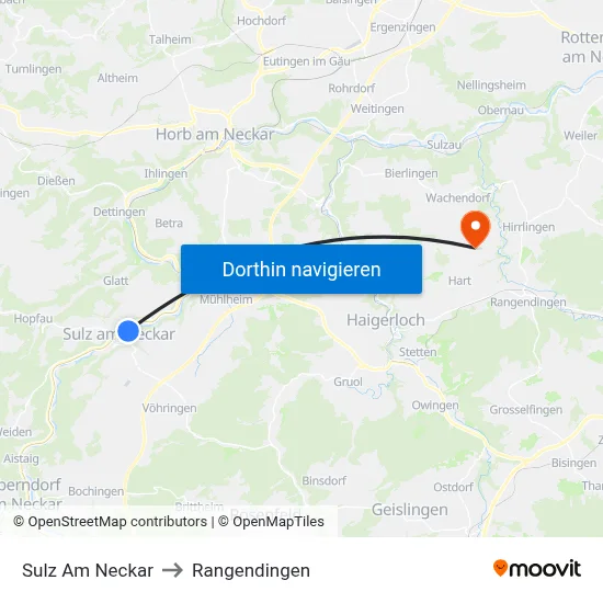 Sulz Am Neckar to Rangendingen map