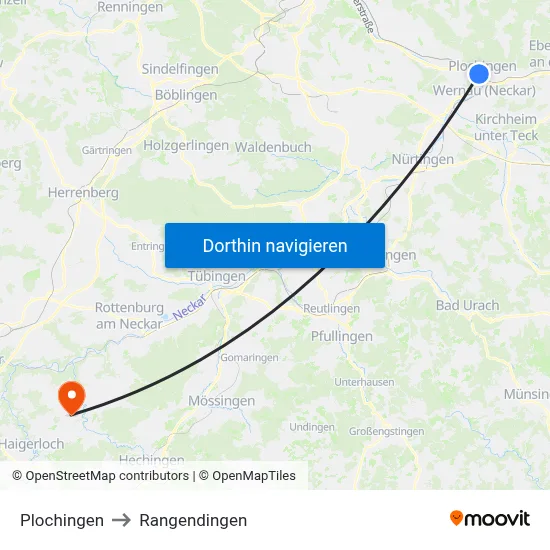 Plochingen to Rangendingen map