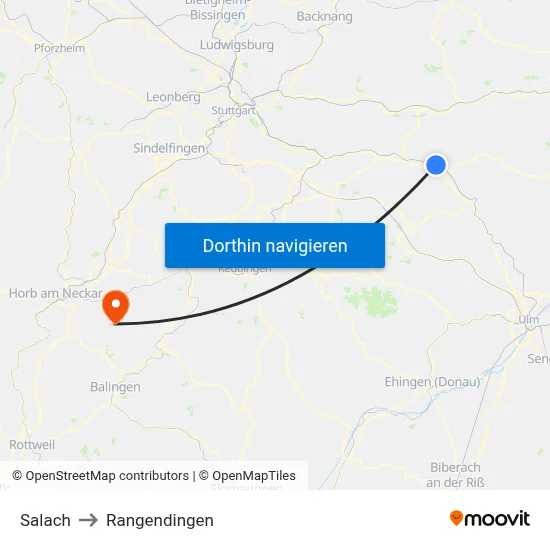 Salach to Rangendingen map