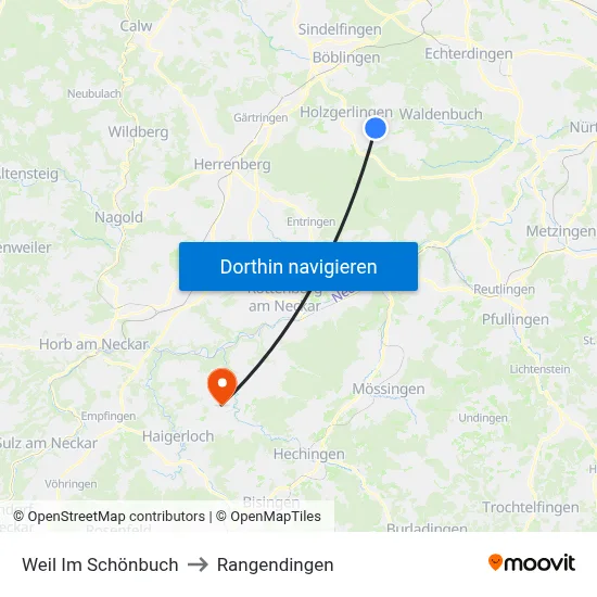 Weil Im Schönbuch to Rangendingen map