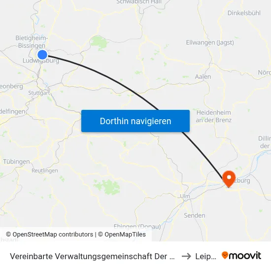 Vereinbarte Verwaltungsgemeinschaft Der Stadt Freiberg am Neckar to Leipheim map