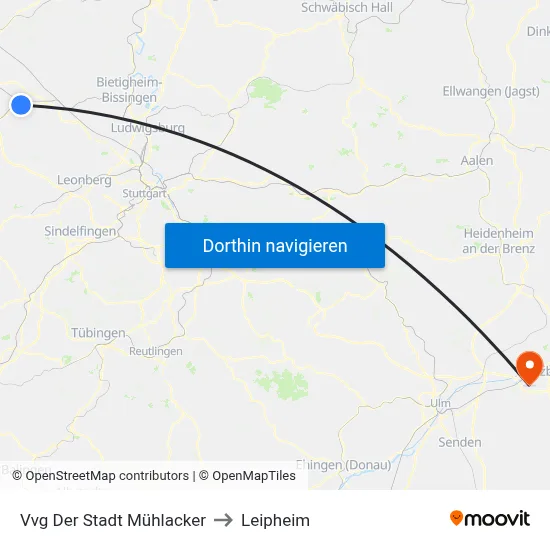 Vvg Der Stadt Mühlacker to Leipheim map