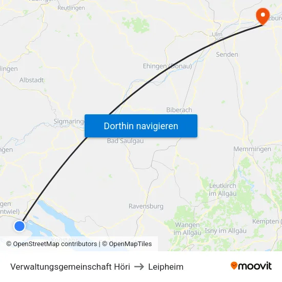 Verwaltungsgemeinschaft Höri to Leipheim map