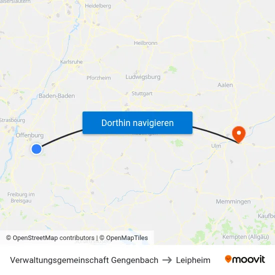 Verwaltungsgemeinschaft Gengenbach to Leipheim map