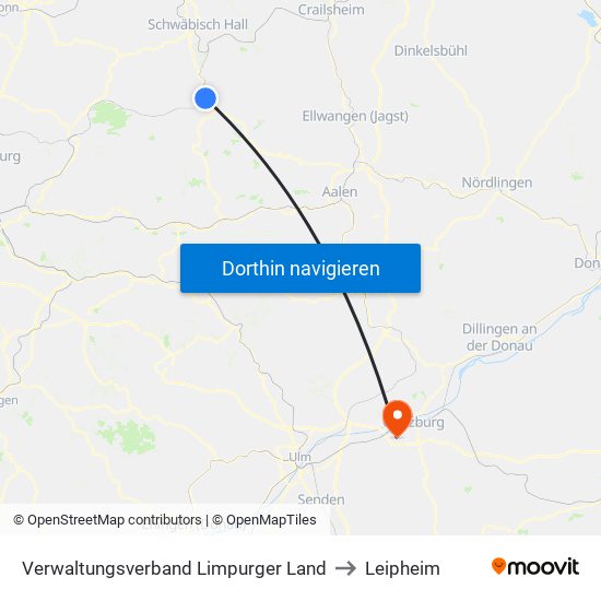 Verwaltungsverband Limpurger Land to Leipheim map