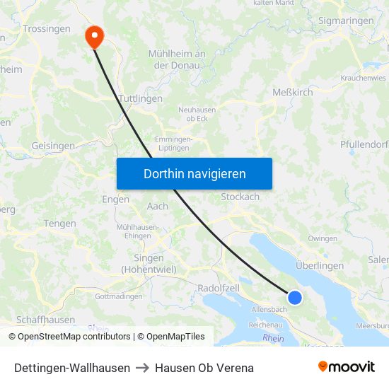 Dettingen-Wallhausen to Hausen Ob Verena map