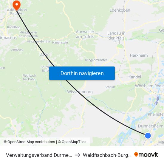 Verwaltungsverband Durmersheim to Waldfischbach-Burgalben map
