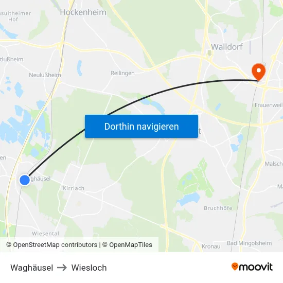 Waghäusel to Wiesloch map