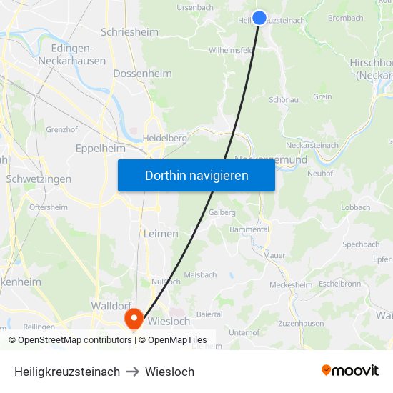 Heiligkreuzsteinach to Wiesloch map