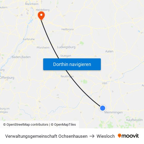 Verwaltungsgemeinschaft Ochsenhausen to Wiesloch map