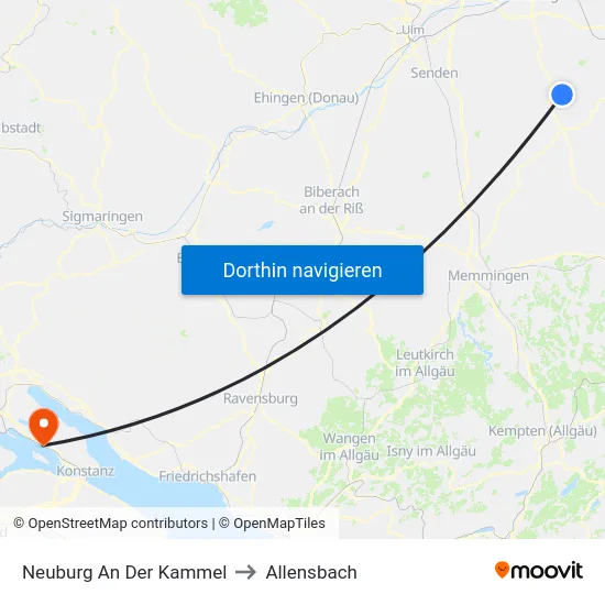 Neuburg An Der Kammel to Allensbach map