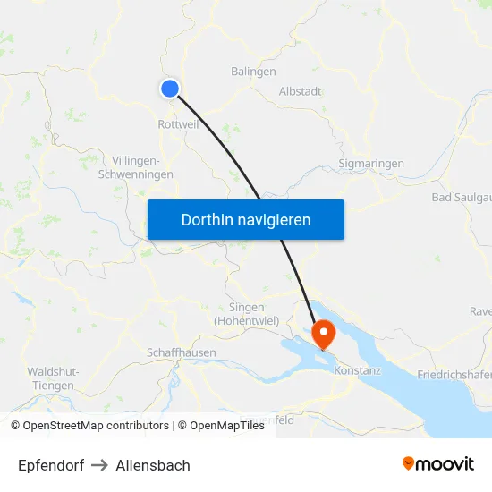 Epfendorf to Allensbach map