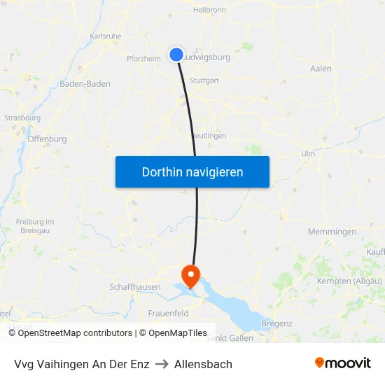 Vvg Vaihingen An Der Enz to Allensbach map