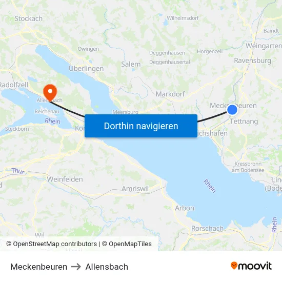 Meckenbeuren to Allensbach map