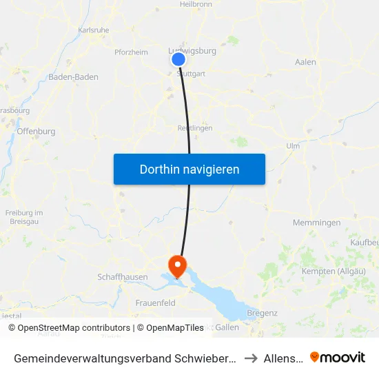 Gemeindeverwaltungsverband Schwieberdingen-Hemmingen to Allensbach map