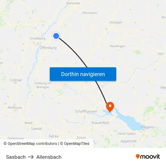 Sasbach to Allensbach map