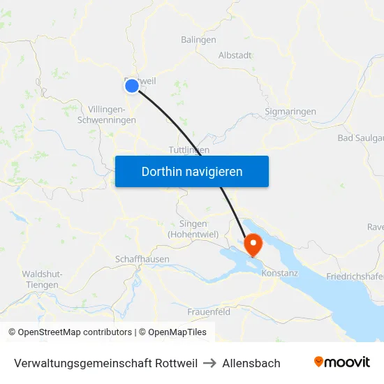Verwaltungsgemeinschaft Rottweil to Allensbach map