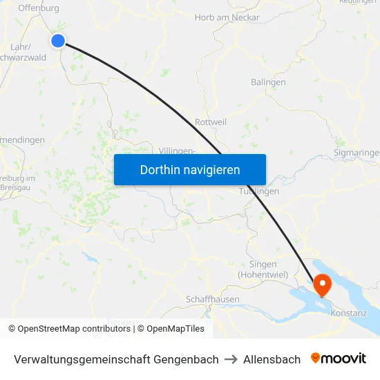 Verwaltungsgemeinschaft Gengenbach to Allensbach map