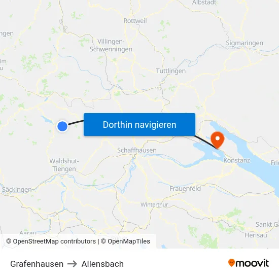 Grafenhausen to Allensbach map