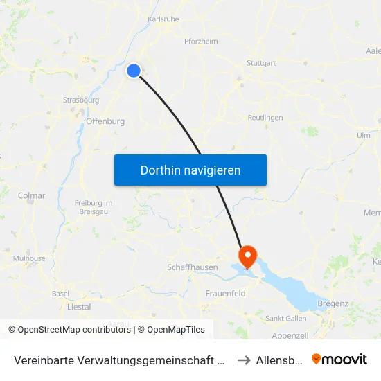 Vereinbarte Verwaltungsgemeinschaft Sinzheim to Allensbach map