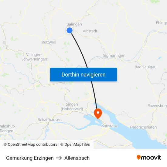 Gemarkung Erzingen to Allensbach map