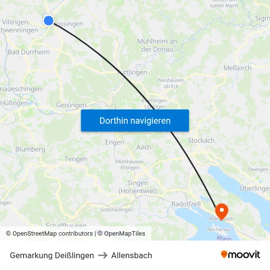 Gemarkung Deißlingen to Allensbach map
