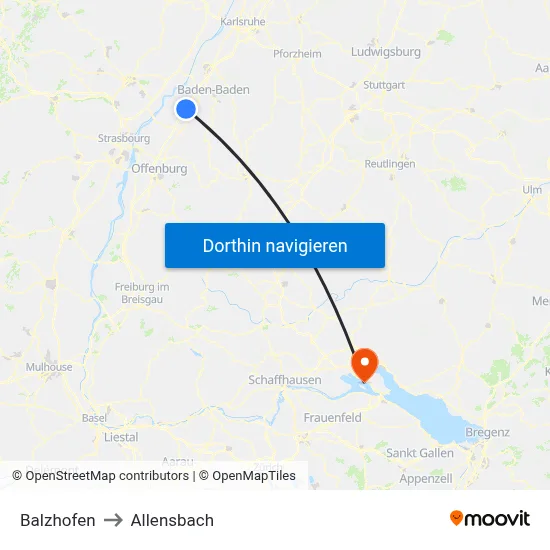 Balzhofen to Allensbach map
