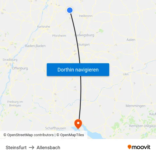 Steinsfurt to Allensbach map