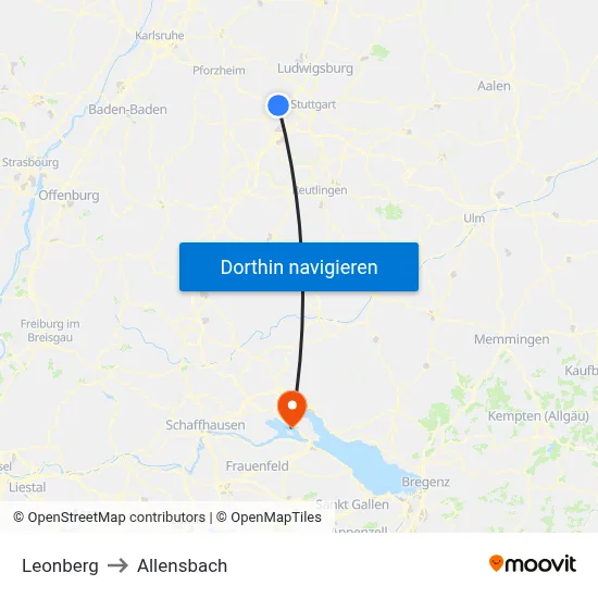 Leonberg to Allensbach map
