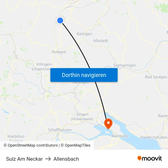 Sulz Am Neckar to Allensbach map