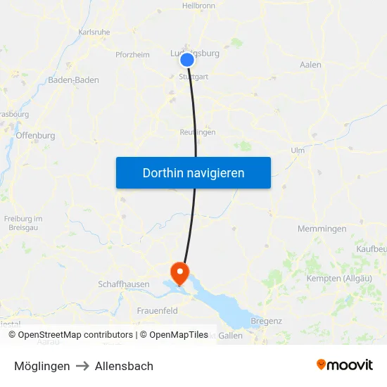 Möglingen to Allensbach map