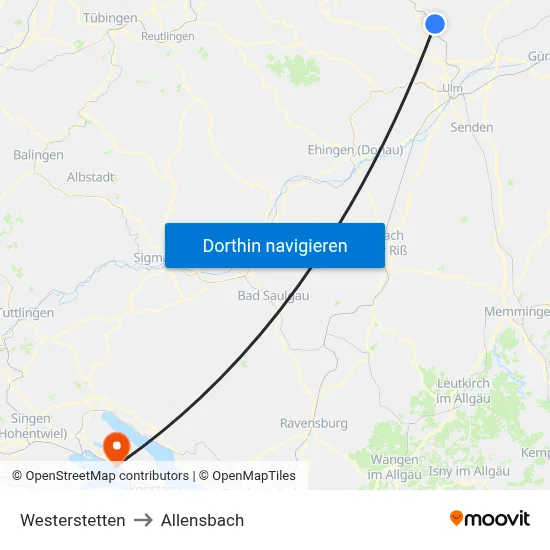 Westerstetten to Allensbach map