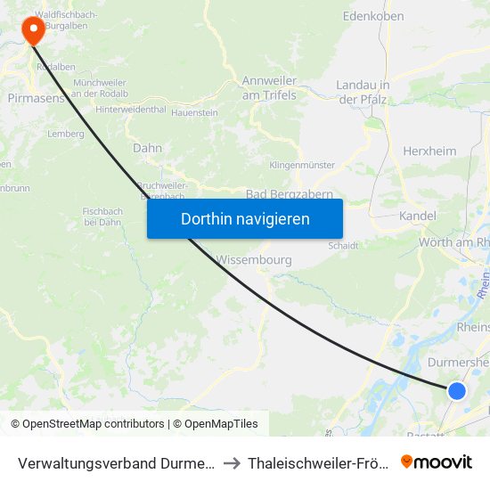 Verwaltungsverband Durmersheim to Thaleischweiler-Fröschen map