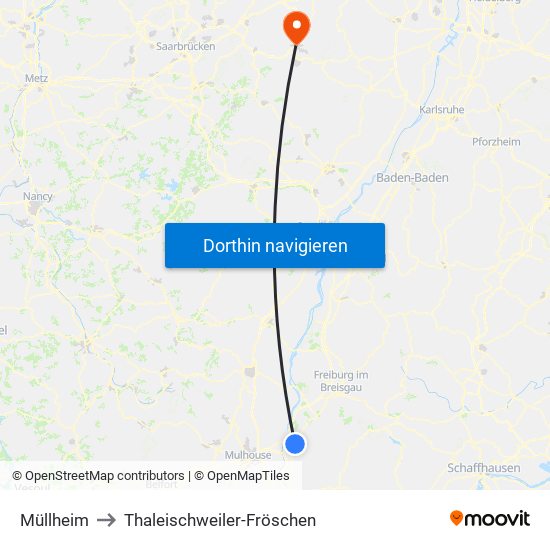 Müllheim to Thaleischweiler-Fröschen map